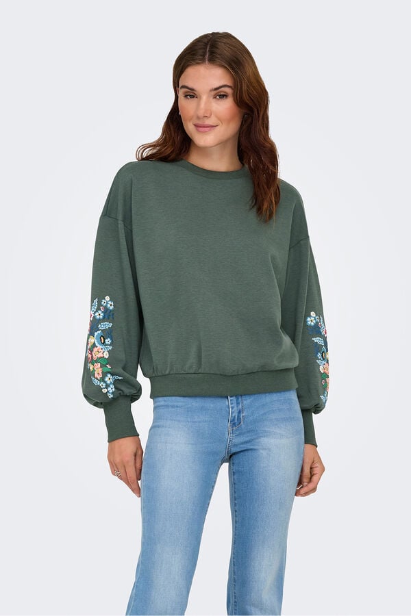 Only Sudadera cuello redondo kaki