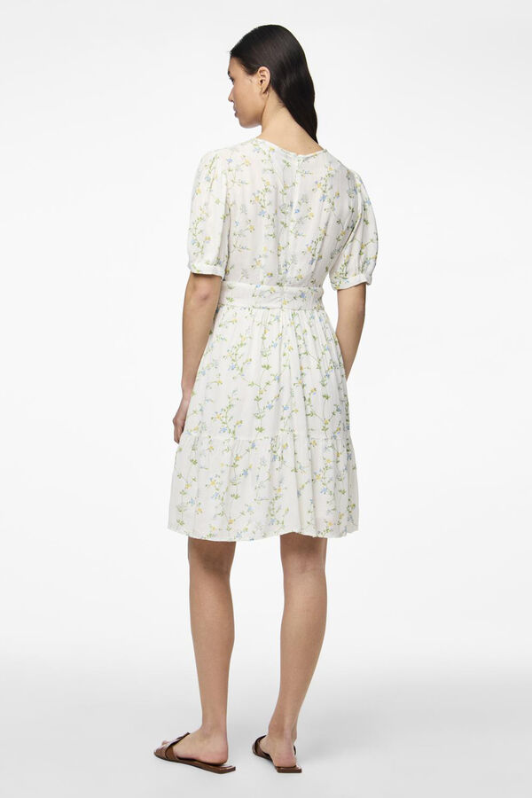 Pieces Short closed neck dress white