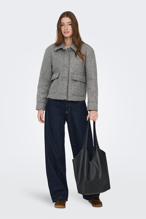 Only Short textured jacket grey