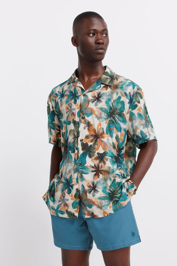 Springfield Maillot de bain uni &agrave; contrastes bleu