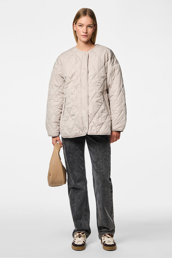 Pieces Quilted buttons jacket grey