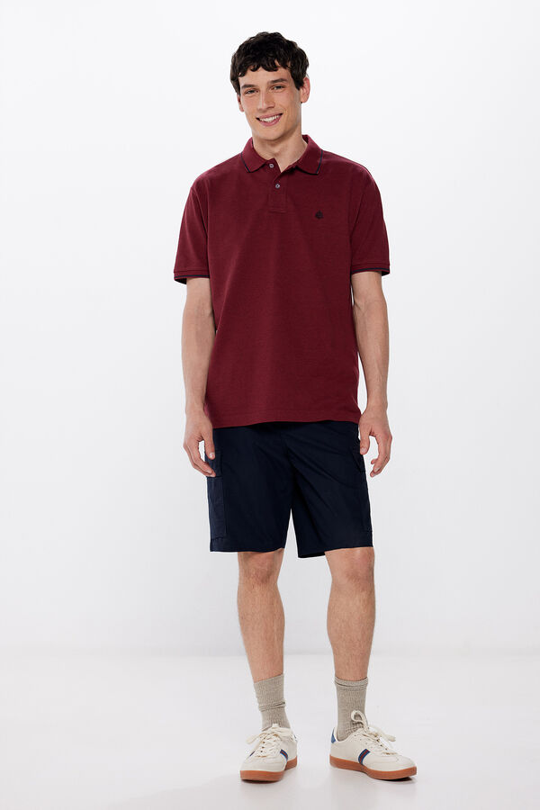 Springfield Two-tone regular fit piqué polo shirt royal red
