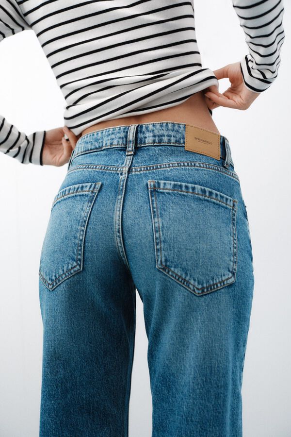 Springfield Straight cropped jeans blue