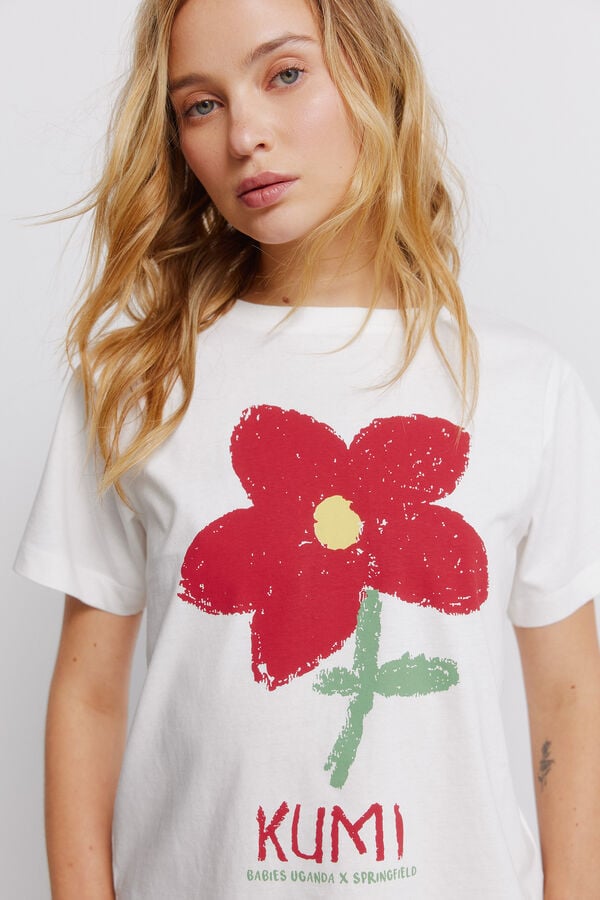 Springfield Camiseta KUMI Flor rosa