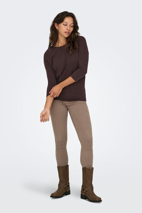 Only French sleeve T-shirt brown