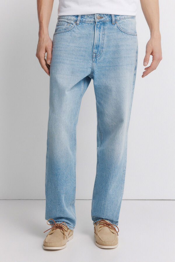 Springfield Light wash straight fit jeans blue