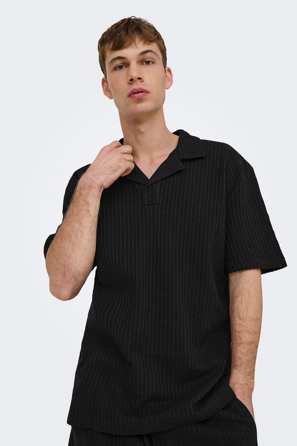 Only & Sons Cotton polo shirt Crna