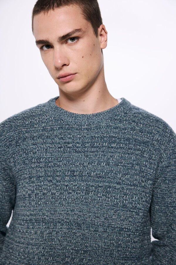 Springfield Textured twisted knit jumper acqua