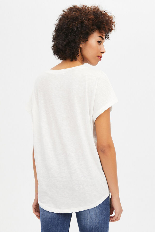 Springfield T-Shirt asymmetrischer Saum blanco