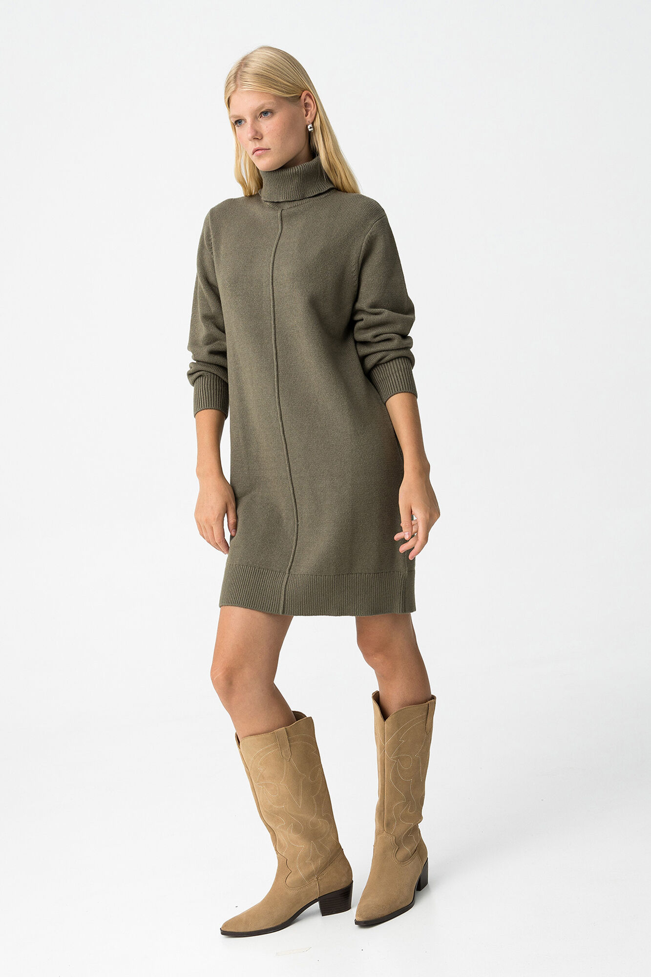 Tiffosi Vestido de Punto con Cuello Alto