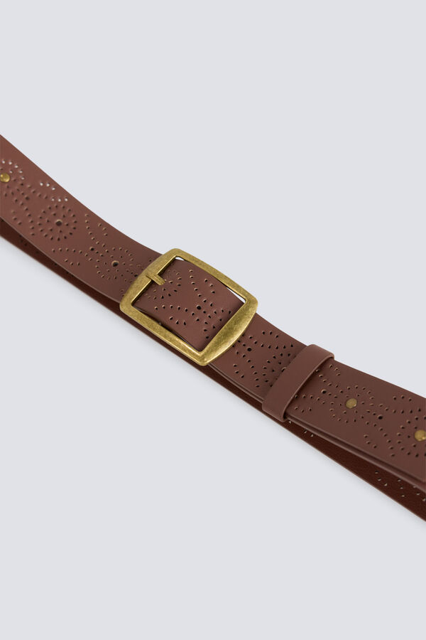 Springfield Ceinture marron &agrave; motif clous nude