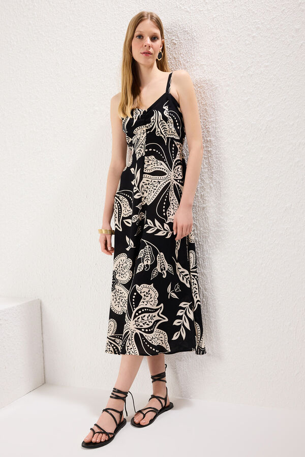 Trendyol Vestido midi de tirantes negro