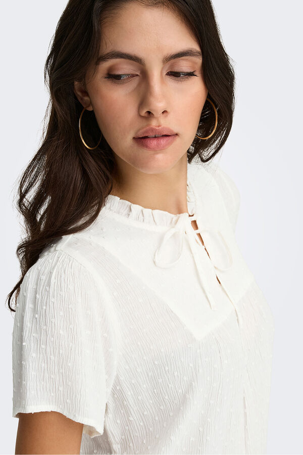 JDY Blusa manga curta plumeti branco