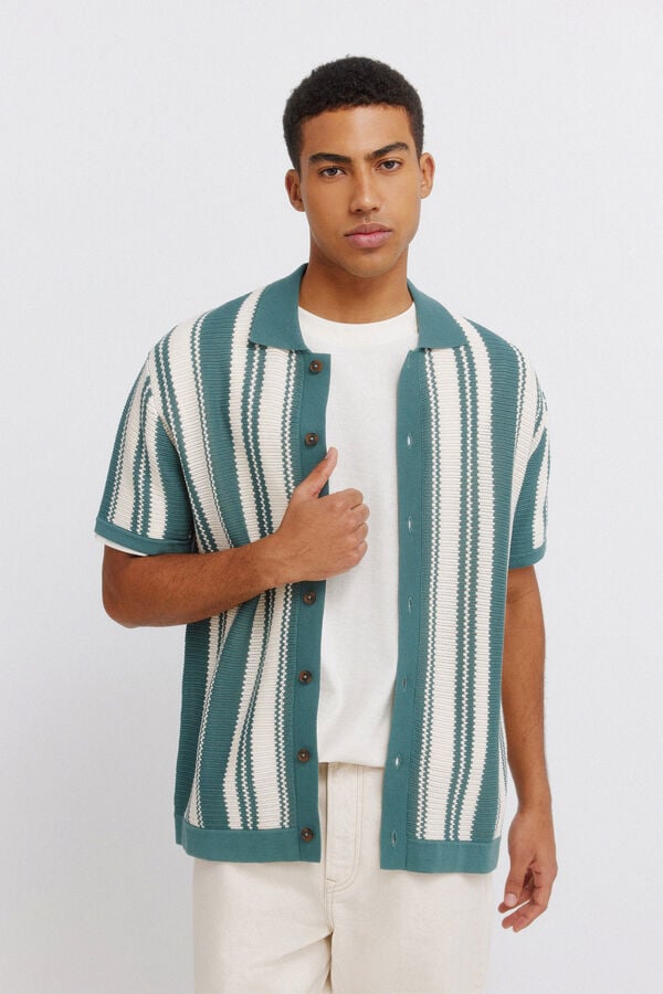 Springfield Striped button cardigan blue