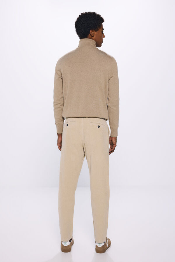 Springfield pantalon chino coupe slim en velours côtelé confort beige moyen