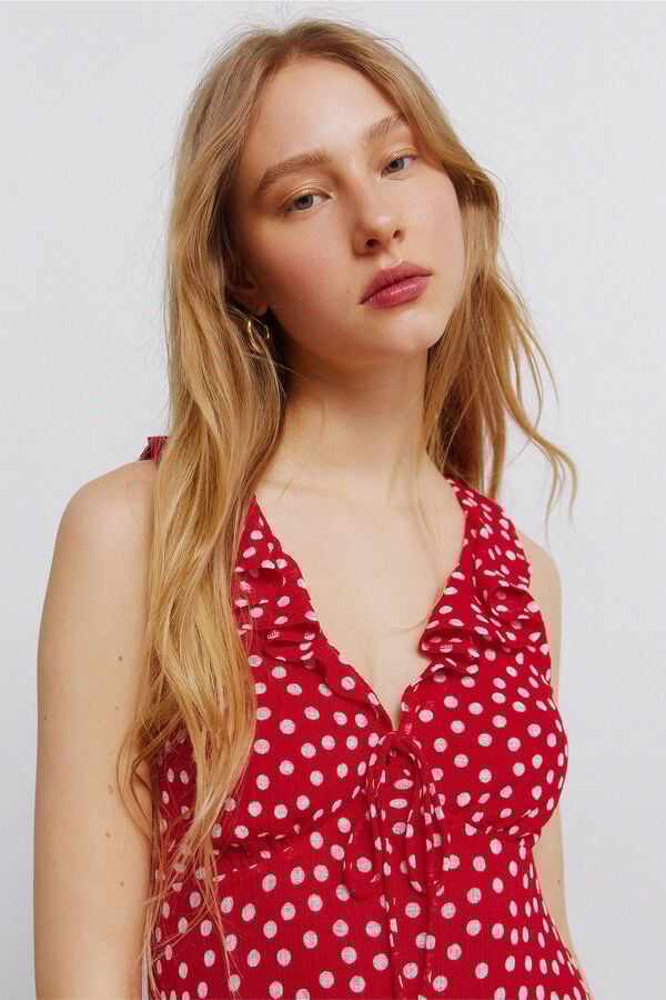 Springfield Tie-neck ruffle dress red