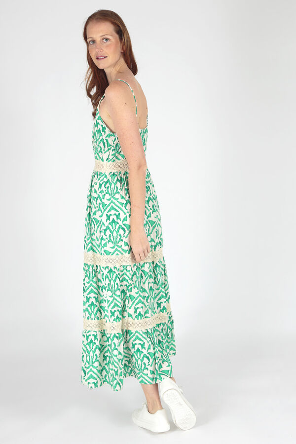 Springfield Printed dress with crochet detail green