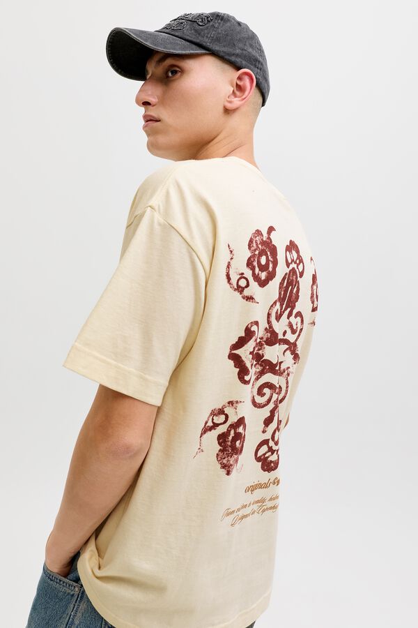 Jack & Jones Camiseta loose algod&oacute;n beige