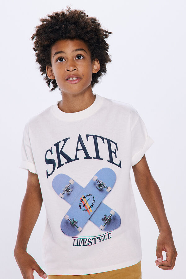 Springfield Boy's skateboard t-shirt ecru