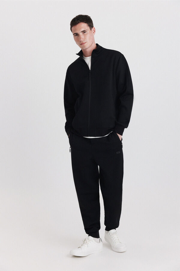 Springfield Technical look zip fastening sweatshirt black