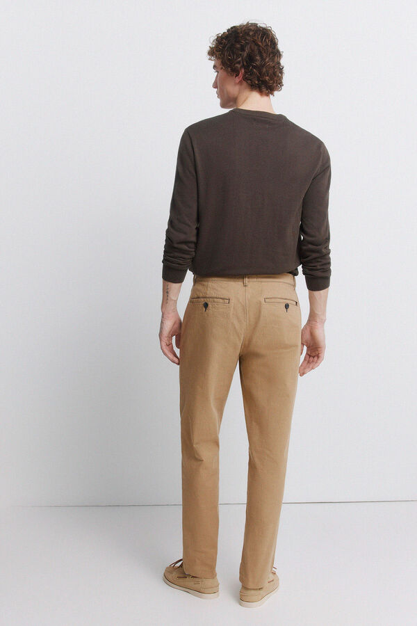 Springfield Slim fit comfort structured trouser brown