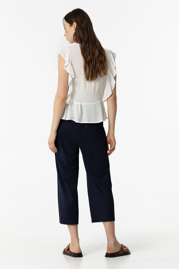 Springfield Lyocell Wide Leg Culottes with Belt navy