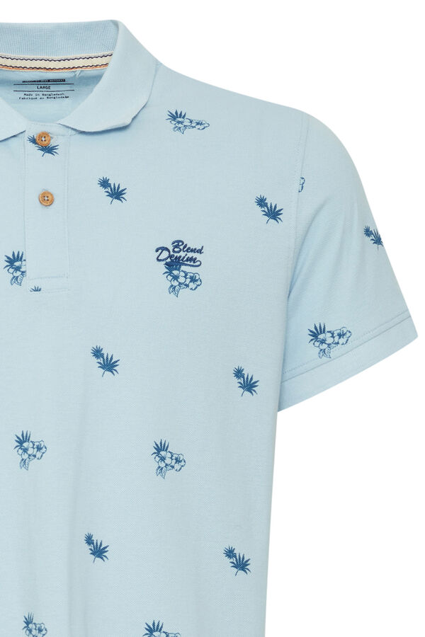 Springfield Regular fit printed cotton polo shirt navy mix