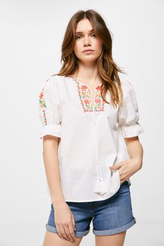 Springfield Blouse with embroidered neckline ocher