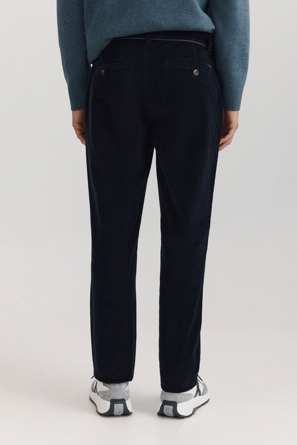 Springfield Pantalon chino en micropolaire slim fit bleu