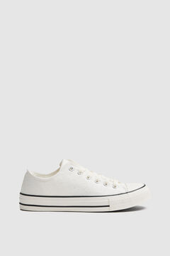 Springfield Casual embroidered canvas trainer white