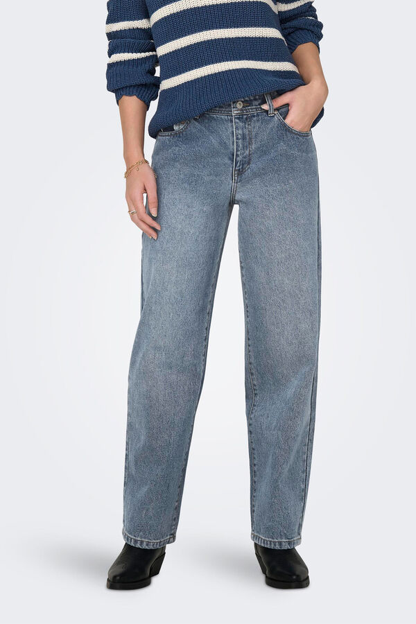 Springfield Jeans mit weitem Bein und niedriger Leibhöhe Blau