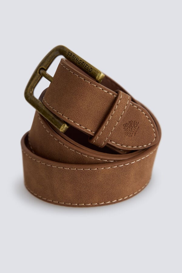 Springfield Faux leather contrast stitching belt mink