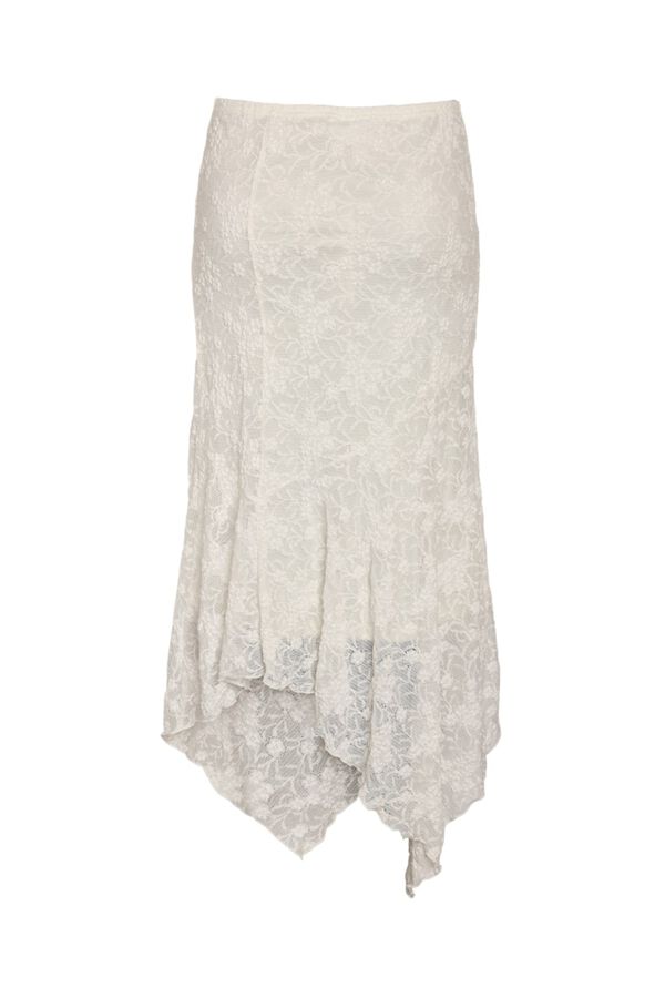 Noisy May Lace asymmetric long skirt white