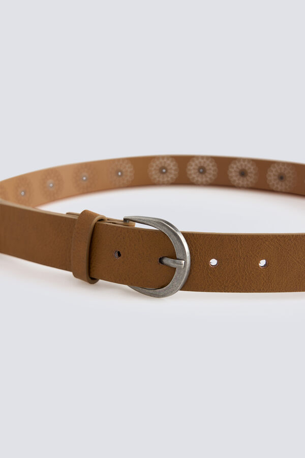Springfield Brown round studded belt nude