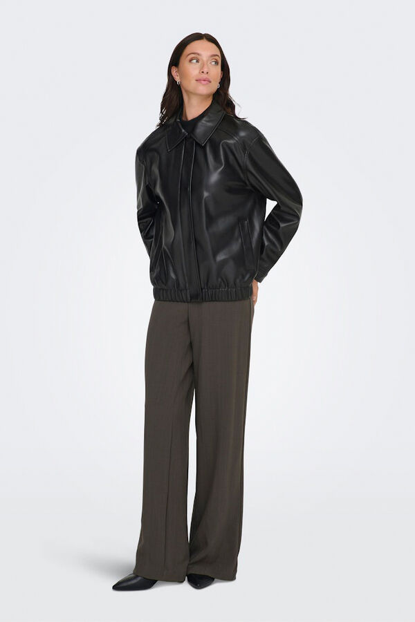 Only Bomber de piel vegana negro