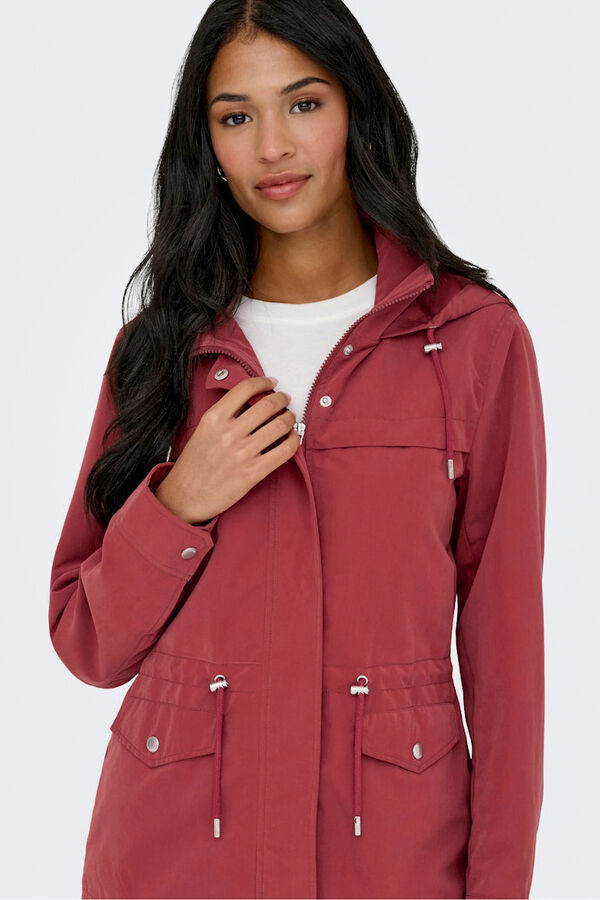 Only Short hooded parka red