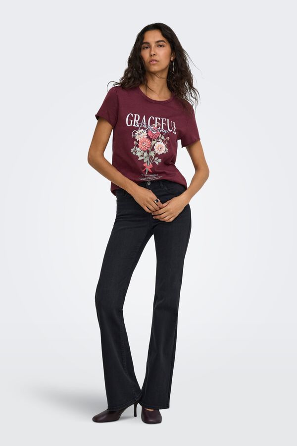 Only Printed short-sleeved T-shirt brown