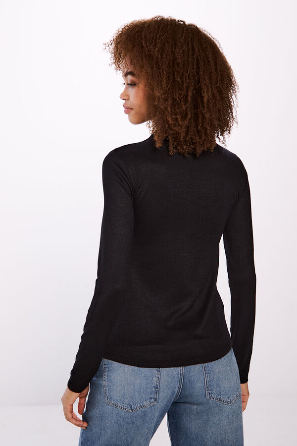 Springfield Camiseta cuello perkins tacto suave negro