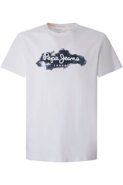 Springfield Camiseta hombre de manga corta con logo fantasía. blanco