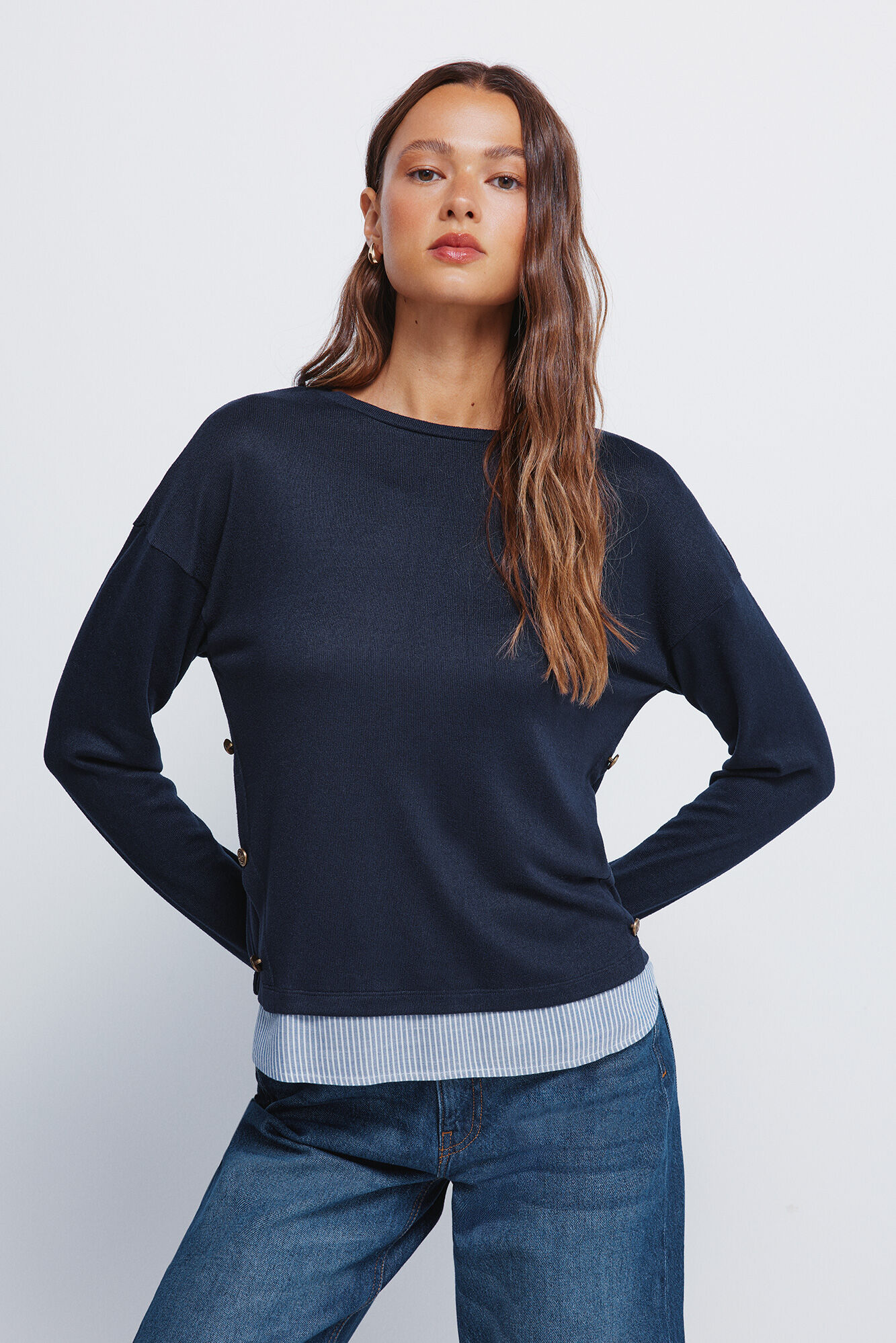 Springfield Camiseta combinada botones lateral