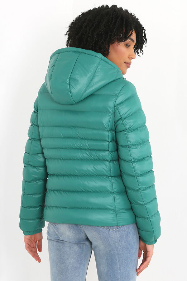 Springfield Quilted puffer jacket with hood tirkizna
