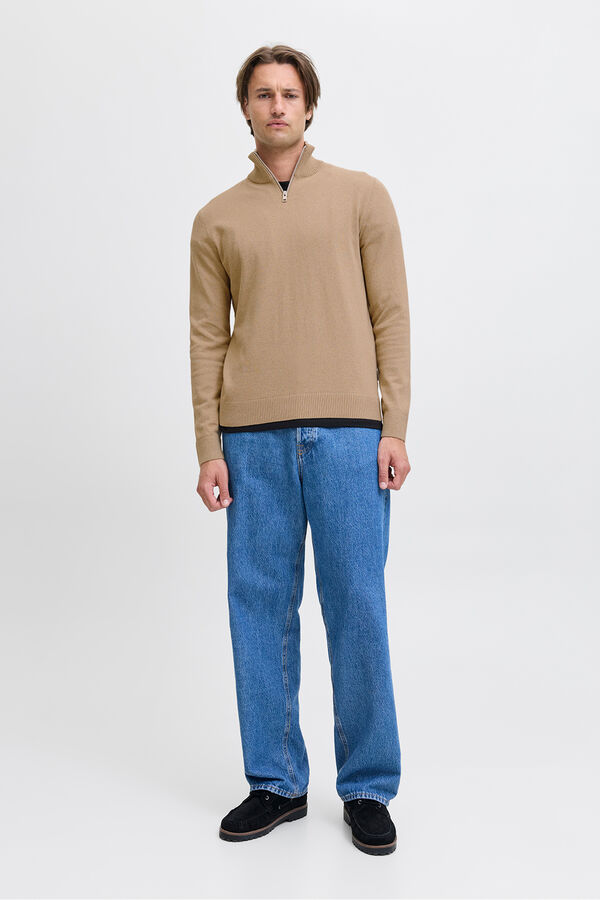 JJ REBEL Neck zip fastening jumper grey