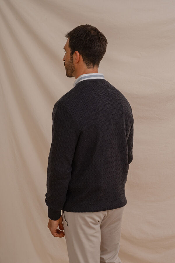 Celopman Su&eacute;ter com gola redonda e n&oacute;  azul