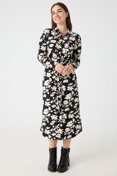 Springfield Black and white floral shirt dress black