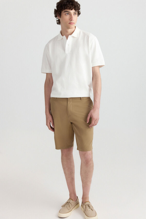 Springfield Slim fit structure polo shirt beige