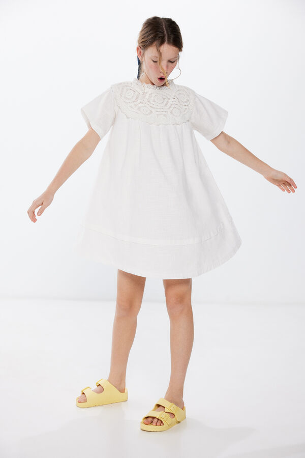 Springfield Kleid Crochet-Kragen Mädchen blanco