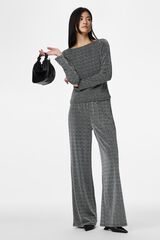 Pieces Lurex wide trousers grey