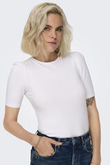 Only Top de cuello redondo y manga 2/4 abullonada blanco
