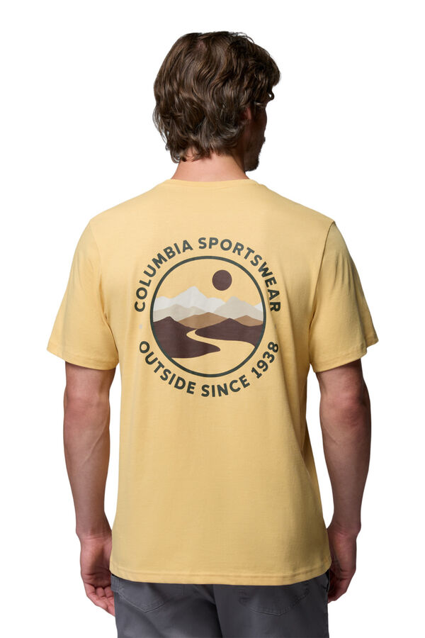 Columbia T-Shirt mit Natur-R&uuml;ckenprint Gelb