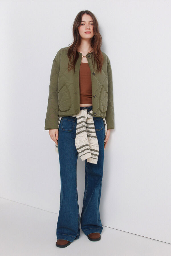 Springfield Green short puffer jacket beige